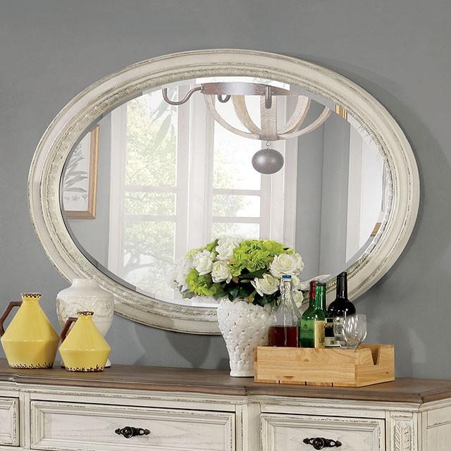  Furniture of America Arcadia CM3150WH-MO Oval Mirror IMAGE 1