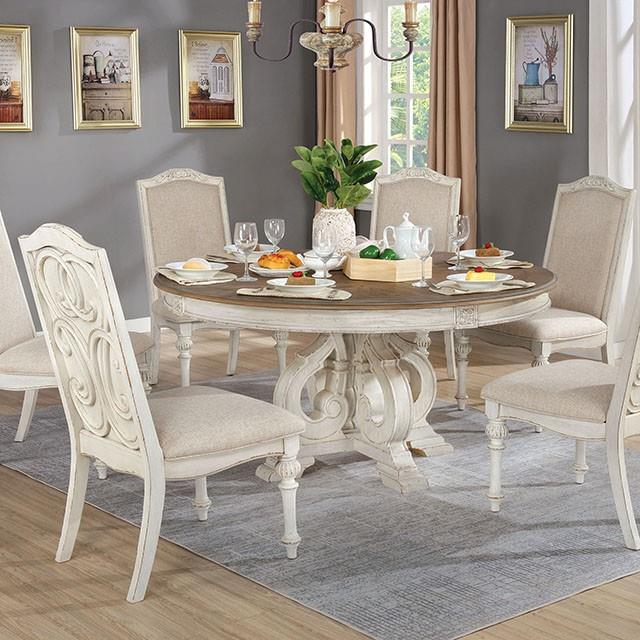  Furniture of America Arcadia CM3150WH-RT Round Table IMAGE 1