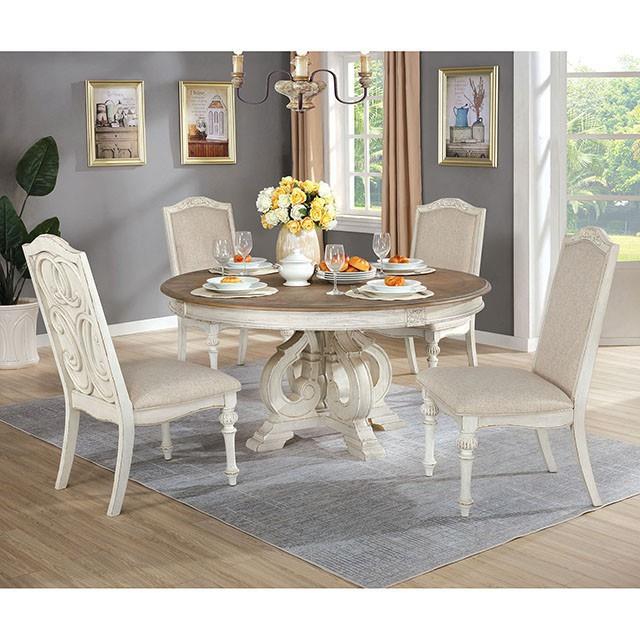  Furniture of America Arcadia CM3150WH-RT Round Table IMAGE 2