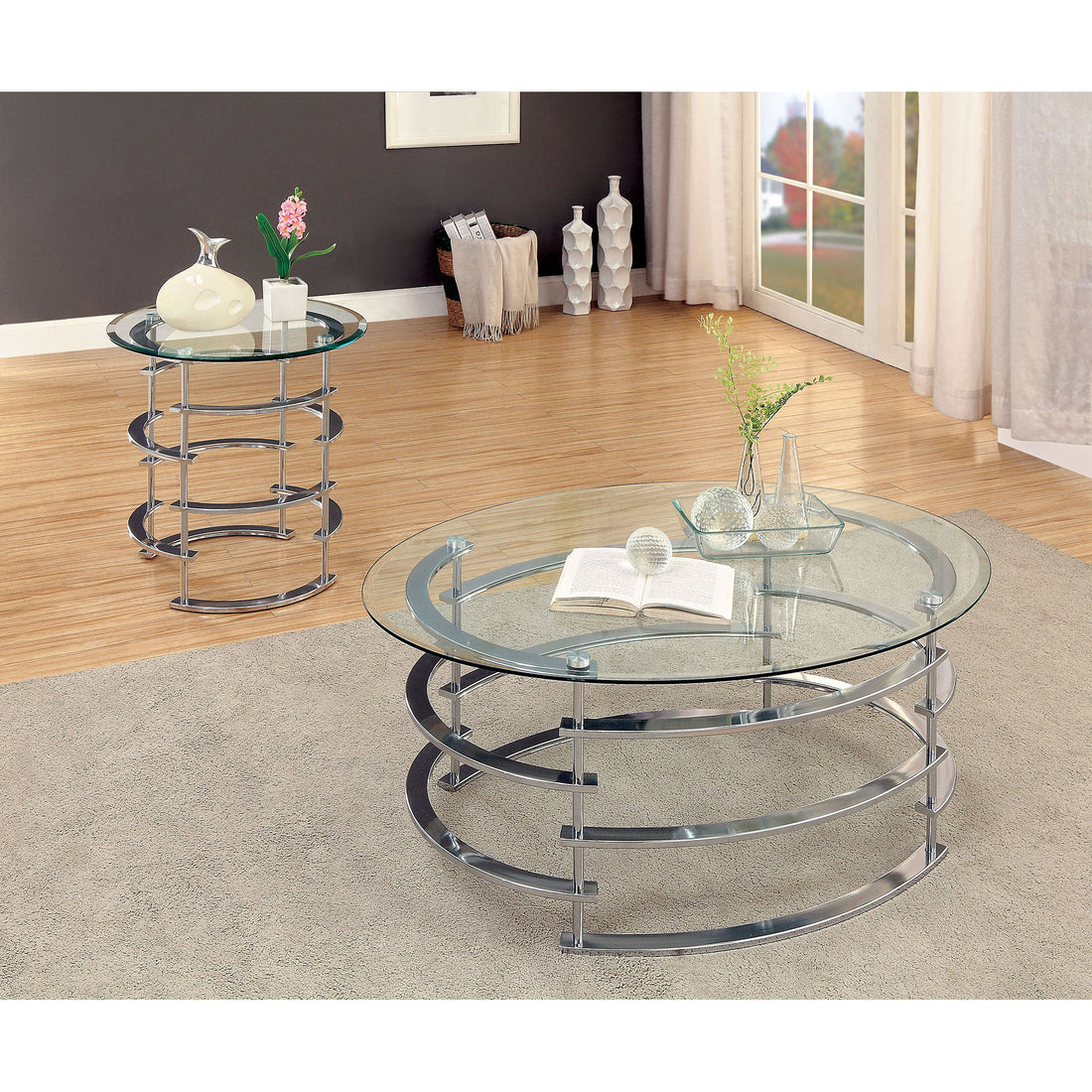  Furniture of America Clonmel CM4359CRM-E End Table, Chrome IMAGE 1