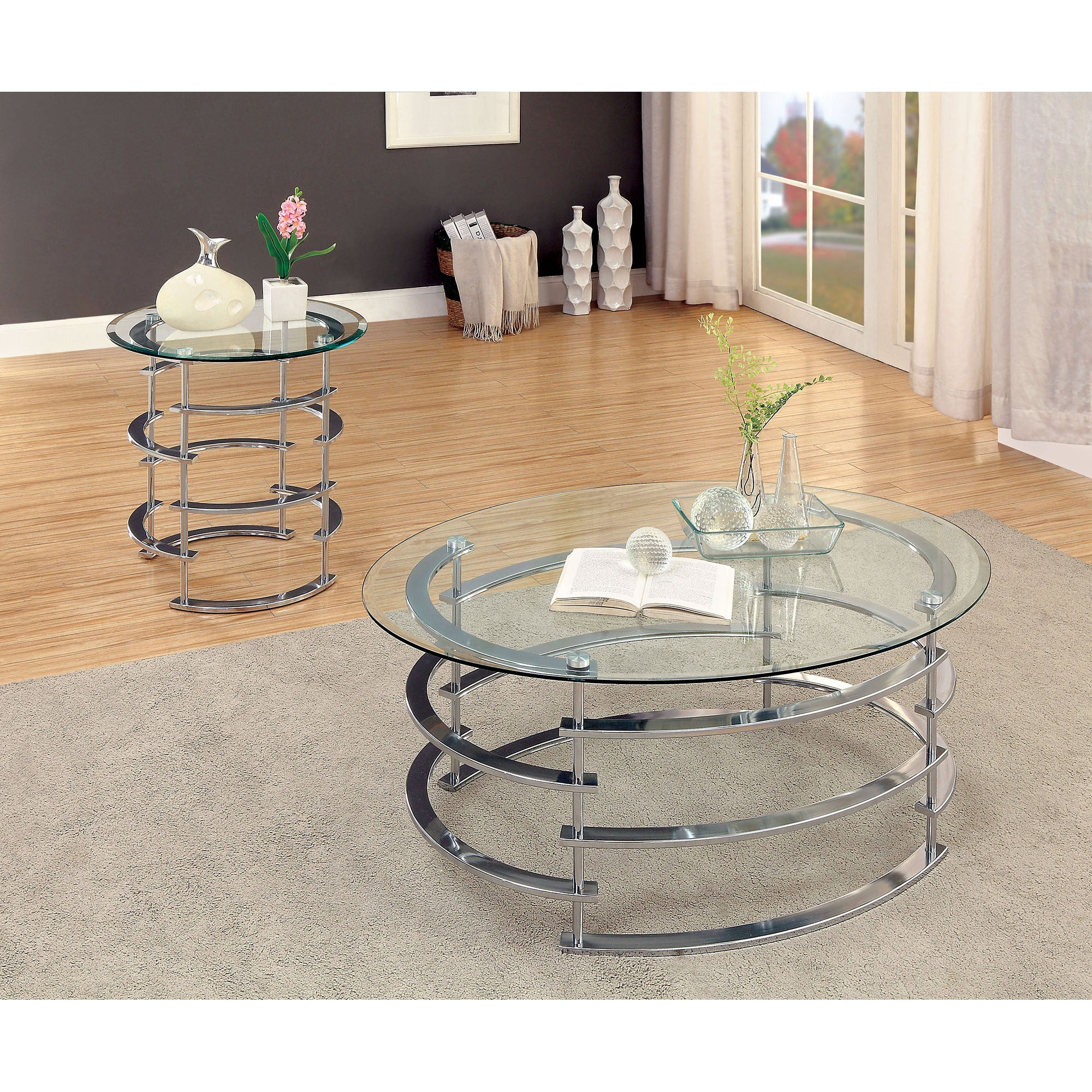  Furniture of America Clonmel CM4359CRM-E End Table, Chrome IMAGE 2