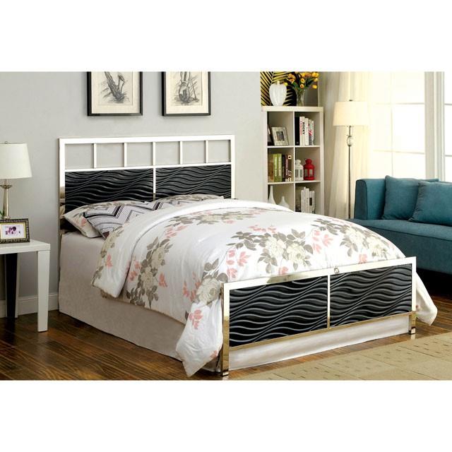  Color_Black/chrome  Size_California King  -- Furniture of America Calvin Panel Bed IMAGE 1