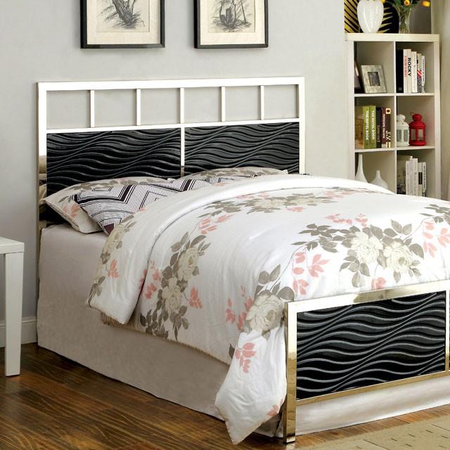  Color_Black/chrome  Size_California King  -- Furniture of America Calvin Panel Bed IMAGE 4