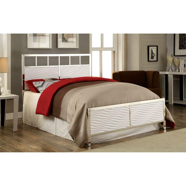  Color_White/chrome  Size_California King  -- Calvin CM7131WH-CK Cal.King Bed IMAGE 1