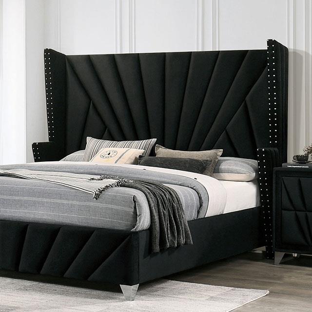  Color_Black  Size_Queen  -- Carissa CM7164BK-Q-BED Queen Bed IMAGE 1