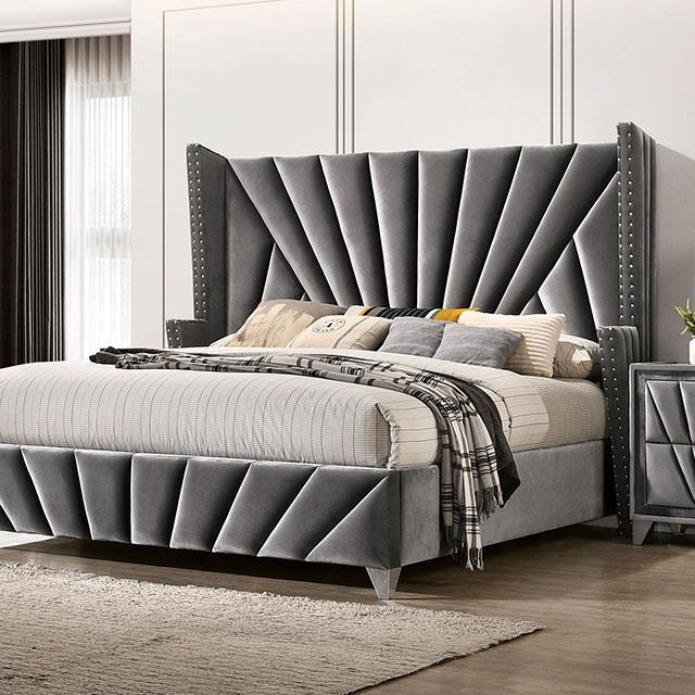  Color_Grey  Size_Queen  -- Carissa CM7164Q-BED Queen Bed IMAGE 1