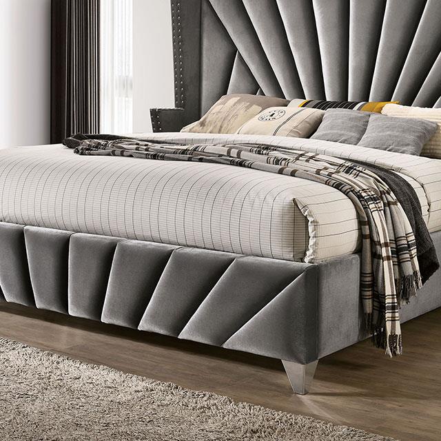  Color_Grey  Size_Queen  -- Carissa CM7164Q-BED Queen Bed IMAGE 3
