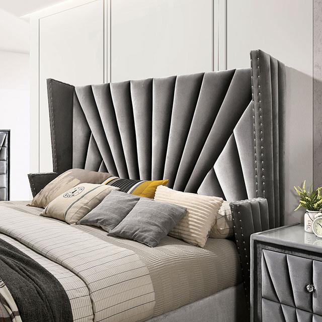  Color_Grey  Size_Queen  -- Carissa CM7164Q-BED Queen Bed IMAGE 4
