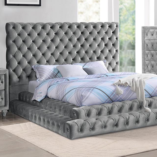  Color_Black  Size_Queen  -- Stefania Upholstered Platform Bed IMAGE 1