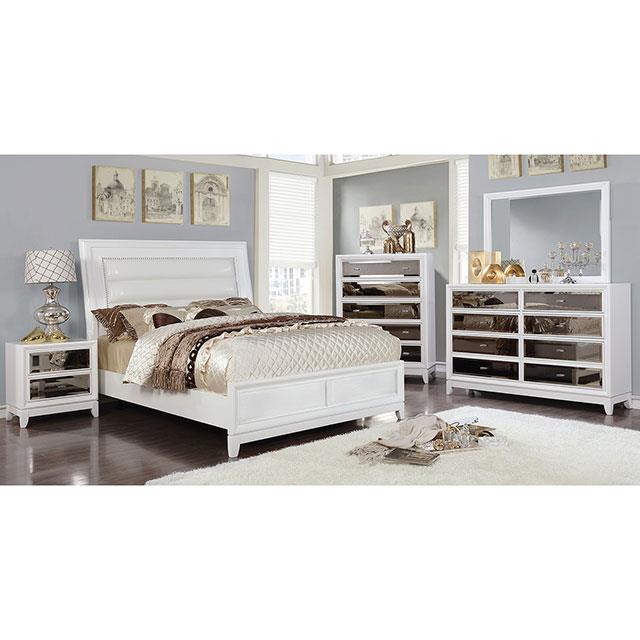  Color_Champagne  Size_King  --  Furniture of America Golva Upholstered Panel Bed IMAGE 1