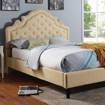  Color_Beige  Size_California King  -- Furniture of America Aubree King Bed IMAGE 1