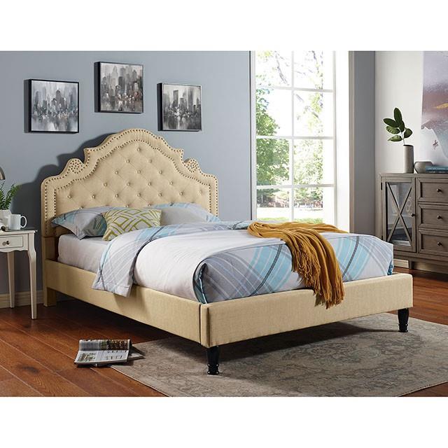  Color_Beige  Size_California King  -- Furniture of America Aubree King Bed IMAGE 2
