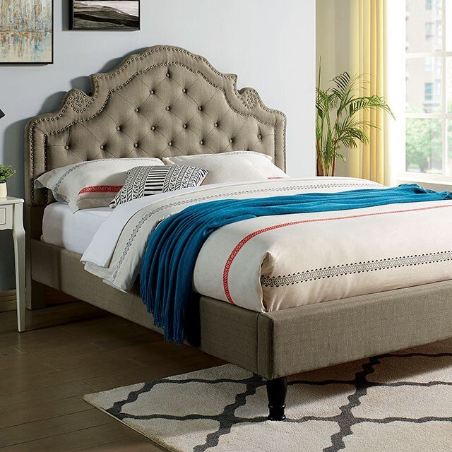  Color_Grey  Size_King  -- Aubree CM7537GY-EK-BED E.King Bed IMAGE 1
