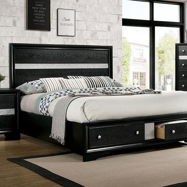  Color_Black  Size_King  -- Furniture of America Chrissy Panel Bed with Storage IMAGE 1