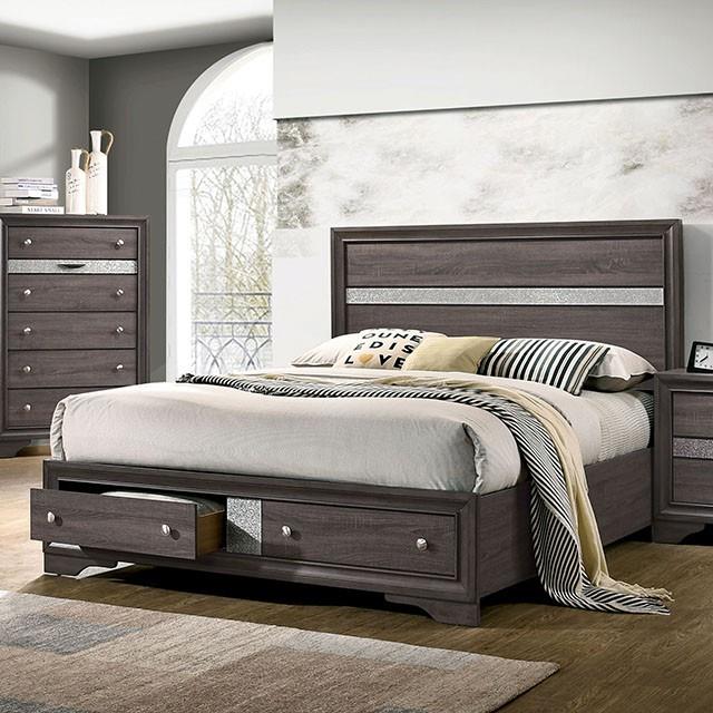  Color_Grey  Size_King  -- Chrissy CM7552GY-EK-BED E.King Bed IMAGE 1