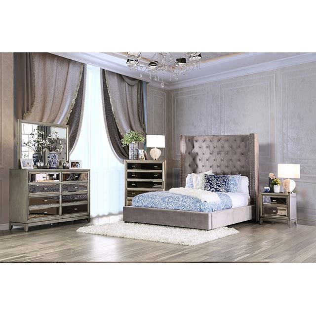  Color_Grey  Size_Queen  -- Rosabelle CM7669GY-Q-BED Queen Bed IMAGE 2