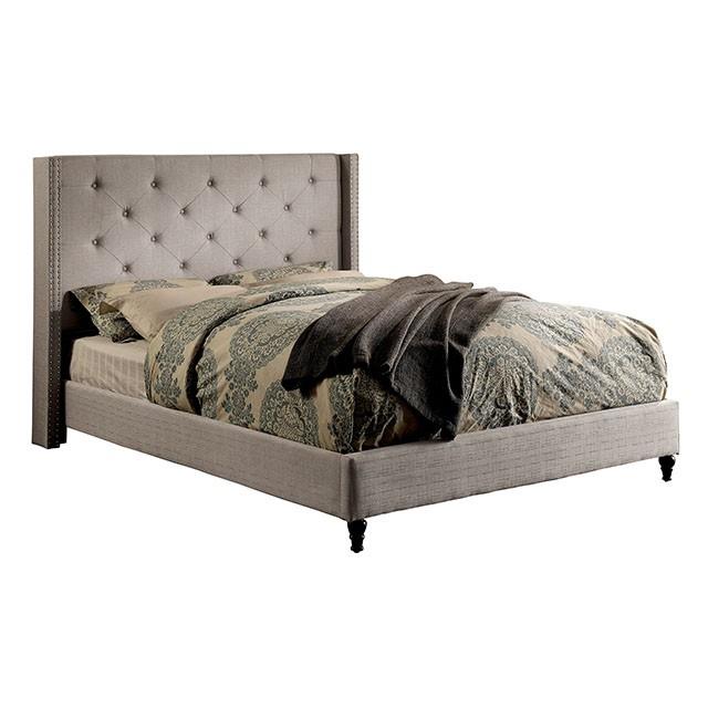  Color_Warm Grey  -- Furniture of America Anabelle King Upholstered Platform Bed IMAGE 4