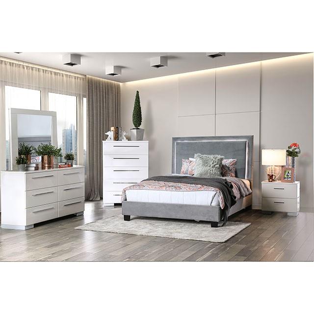  Furniture of America Erglow CM7695GY-EK-BED-VN E.King Bed, Gray IMAGE 1