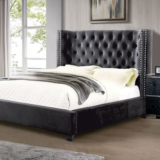  Color_Dark Grey  Size_King  -- Cayla CM7779DG-EK-BED E.King Bed IMAGE 1