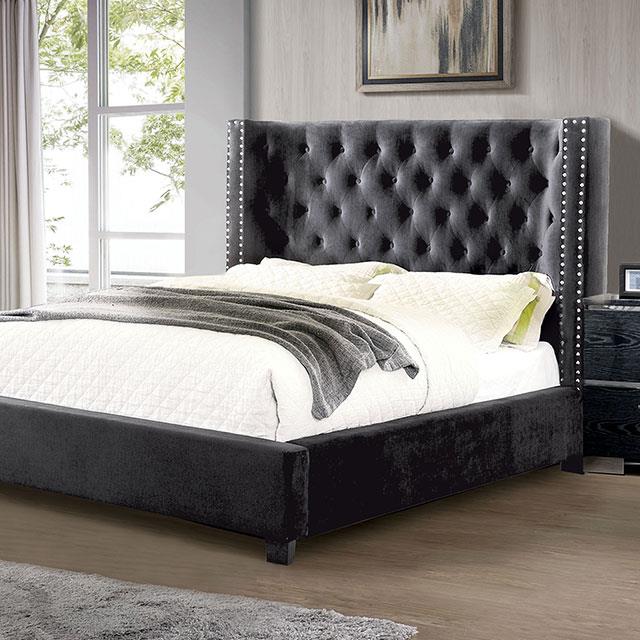  Color_Dark Grey  Size_Queen  -- Cayla CM7779DG-Q-BED Queen Bed IMAGE 1