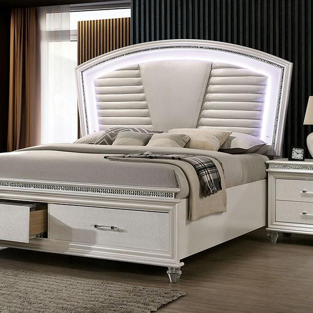 Color_Pearl White/white  Size_King  -- Maddie CM7899EK-BED E.King Bed IMAGE 1