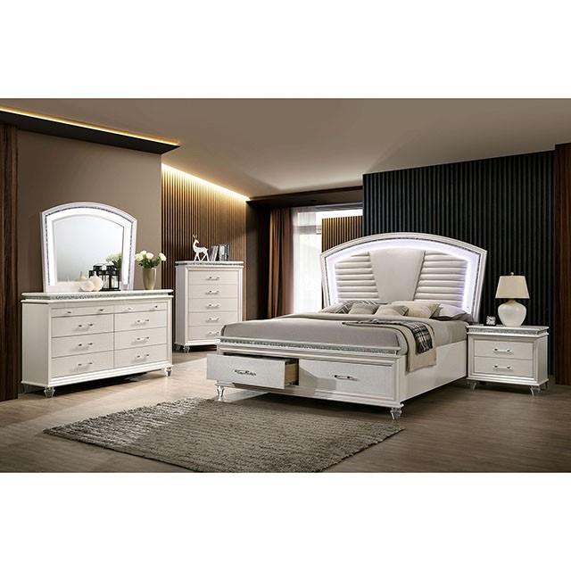  Color_Pearl White/white  Size_Queen  -- Maddie CM7899Q-BED Queen Bed IMAGE 2
