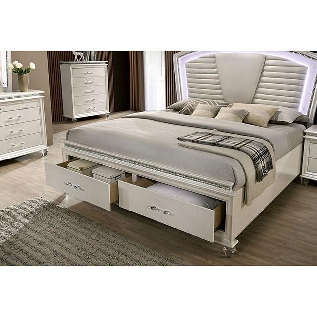  Color_Pearl White/white  Size_Queen  -- Maddie CM7899Q-BED Queen Bed IMAGE 3