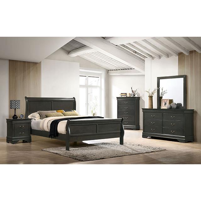  Color_Grey  Size_King  -- Louis Philippe CM7966GY-EK-BED E.King Bed IMAGE 2