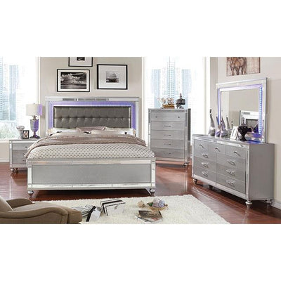 Color_Silver  Size_King  -- Furniture of America Brachium Upholstered Panel Bed IMAGE 1