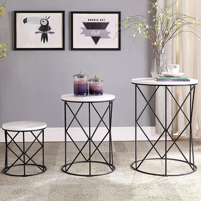  Furniture of America Madyson FOA-AC340WH-3A 3 Pc. Nesting Table IMAGE 1