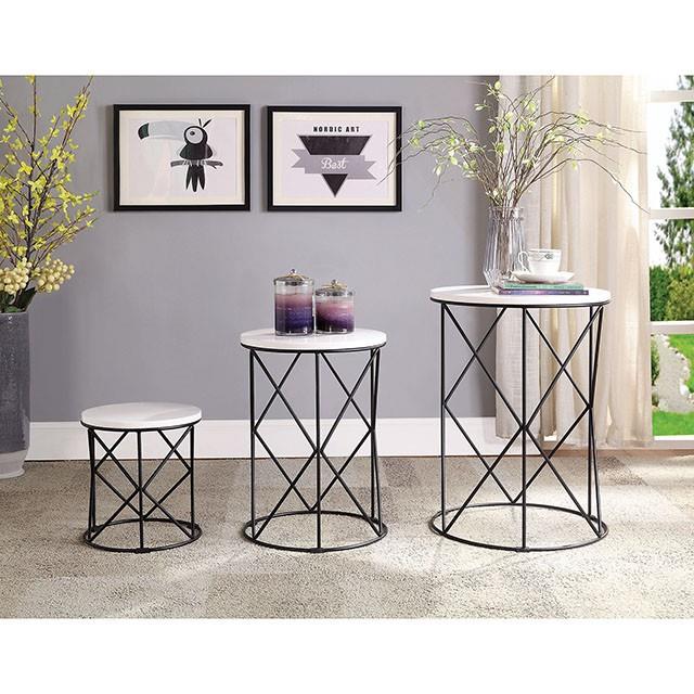  Furniture of America Madyson FOA-AC340WH-3A 3 Pc. Nesting Table IMAGE 1