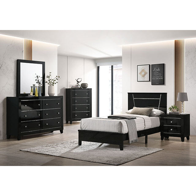  Color_Black  Size_Twin  -- Magdeburg FOA7038BK-T Twin Bed IMAGE 2