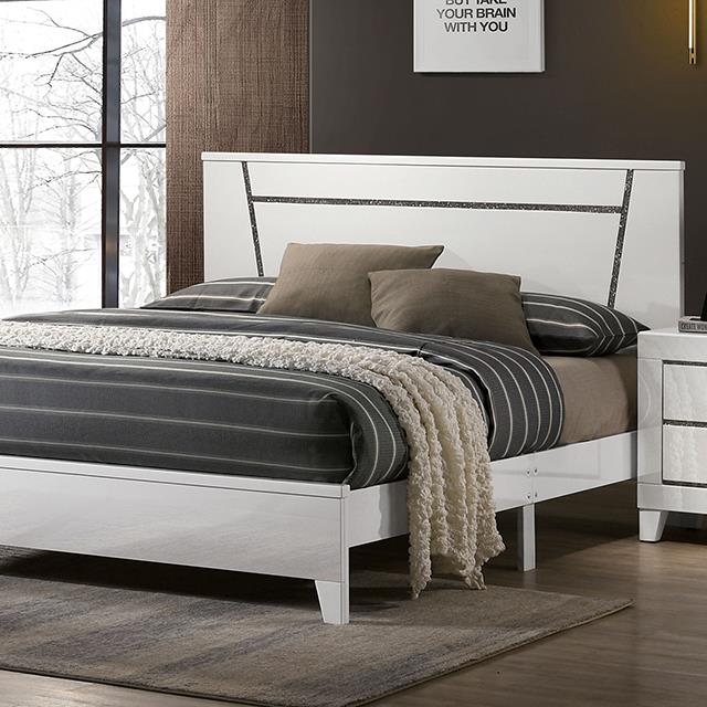  Color_White  Size_California King  -- Magdeburg FOA7038WH-CK Cal.King Bed IMAGE 1