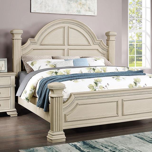  Color_Antique White  Size_Queen  -- Pamphilos FOA7144WH-Q-BED Queen Bed IMAGE 1