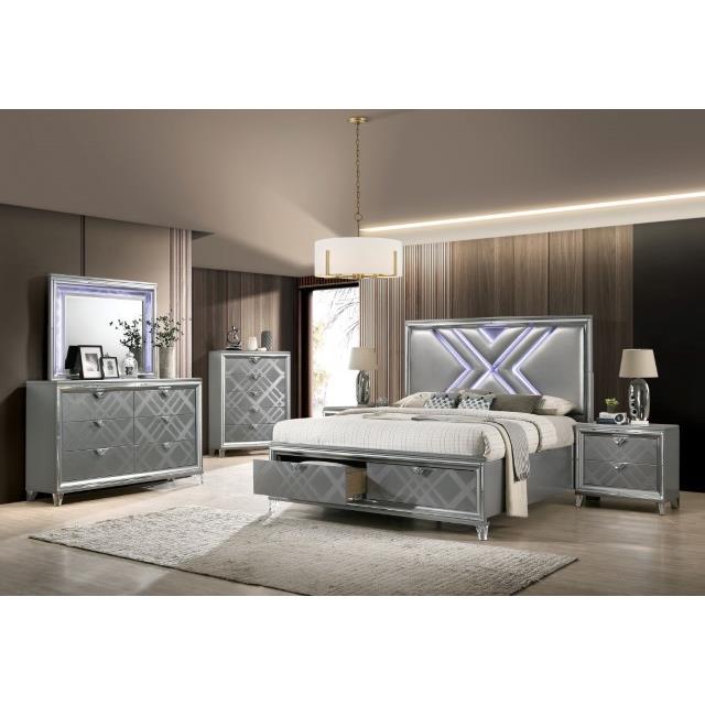  Color_Silver  Size_California King  -- Emmeline FOA7147CK-BED Cal.King Bed IMAGE 2