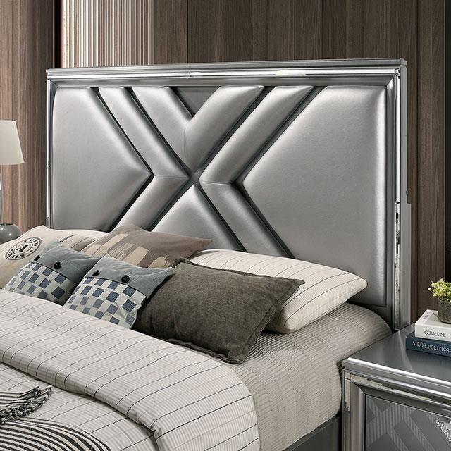  Color_Silver  Size_King  -- Emmeline FOA7147EK-BED E.King Bed IMAGE 3