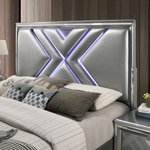  Color_Silver  Size_King  -- Emmeline FOA7147EK-BED E.King Bed IMAGE 4