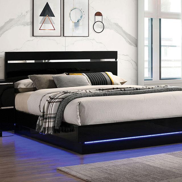 Color_Black/chrome  Size_Queen  -- Erlach FOA7189BK-Q-BED Queen Bed IMAGE 1
