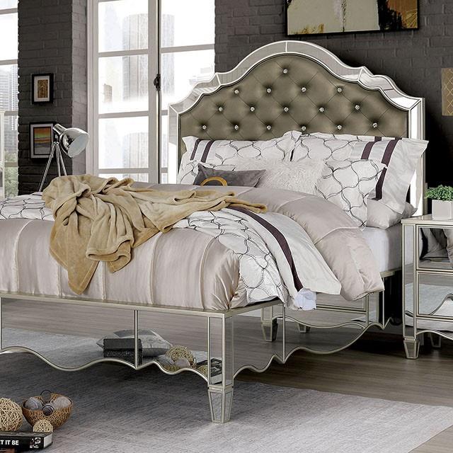  Size_California King  -- Furniture of America Eliora Upholstered Panel Bed IMAGE 1