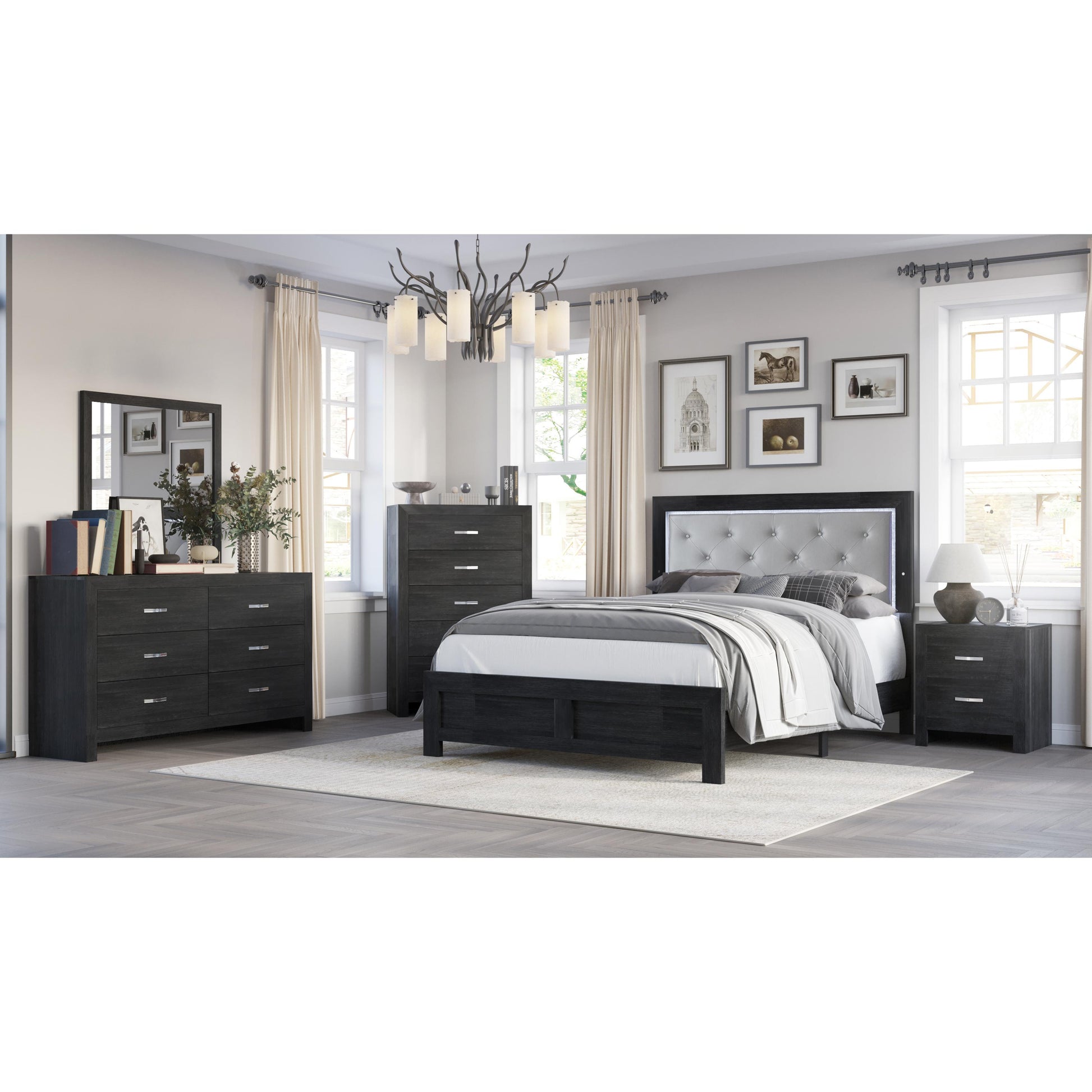  Crown Mark Jaylen B9280-11 Dresser Mirror - Black IMAGE 3