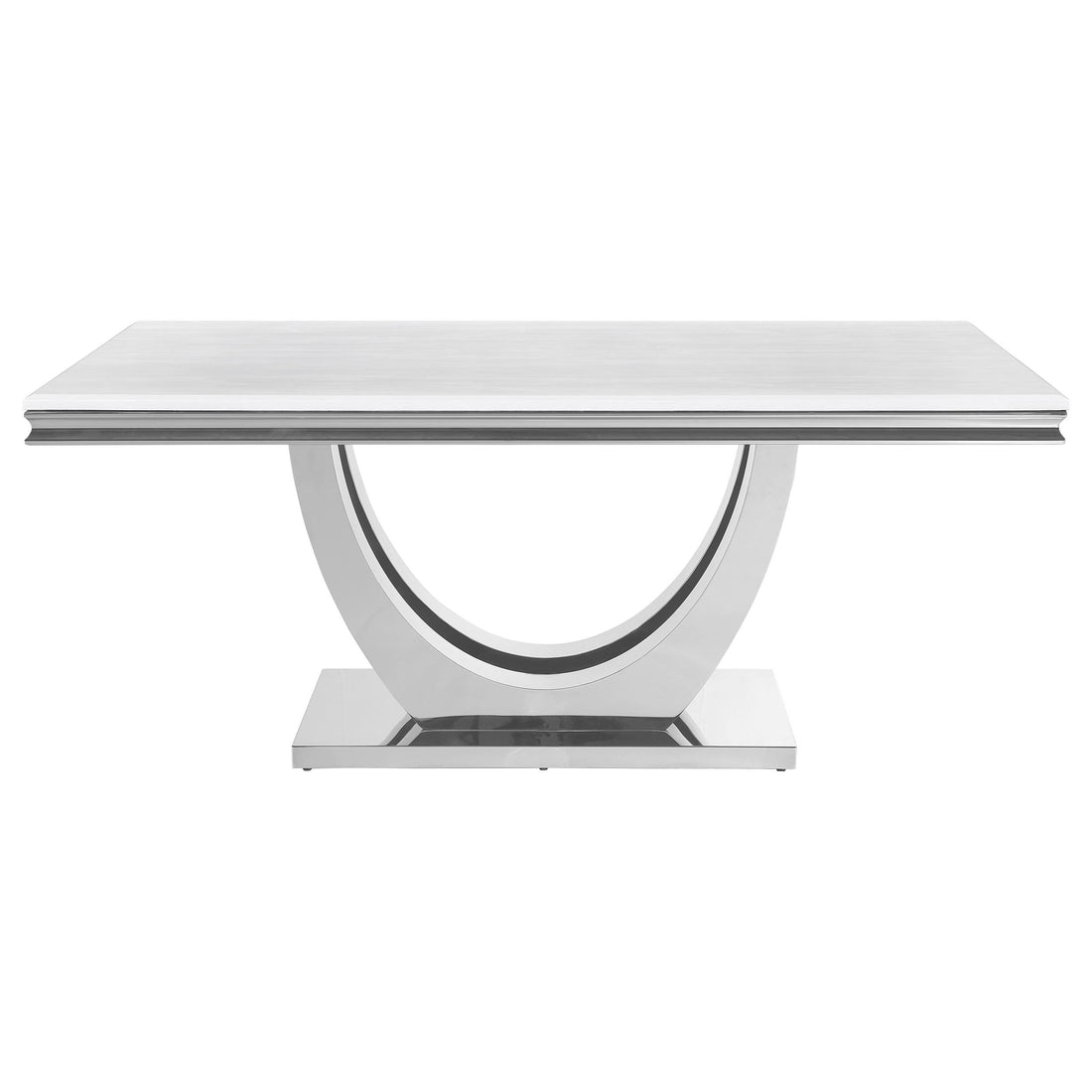  Coaster Furniture Kerwin 111101 Rectangular 71-inch Stone Top Dining Table - White IMAGE 1
