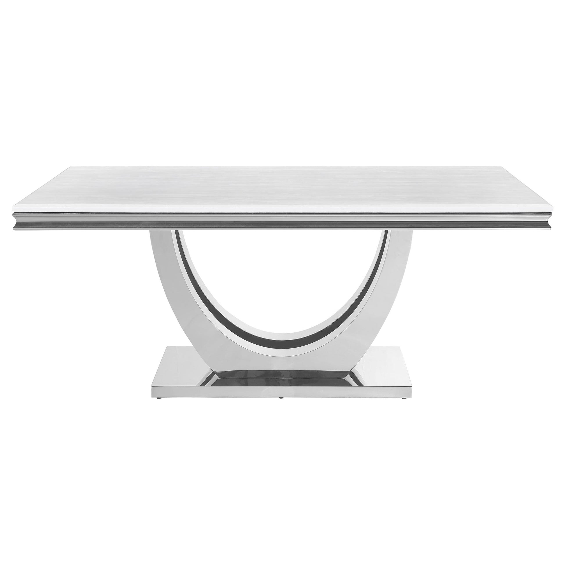  Coaster Furniture Kerwin 111101 Rectangular 71-inch Stone Top Dining Table - White IMAGE 2