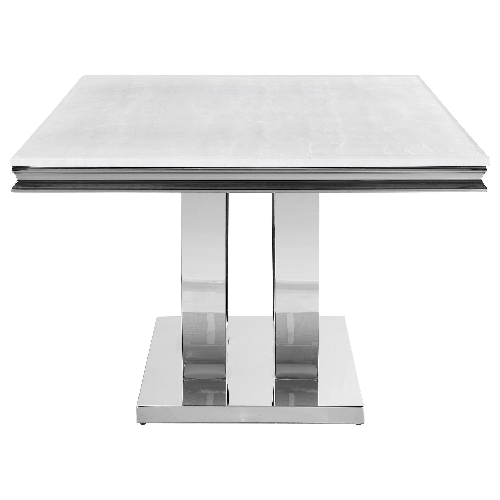  Coaster Furniture Kerwin 111101 Rectangular 71-inch Stone Top Dining Table - White IMAGE 3