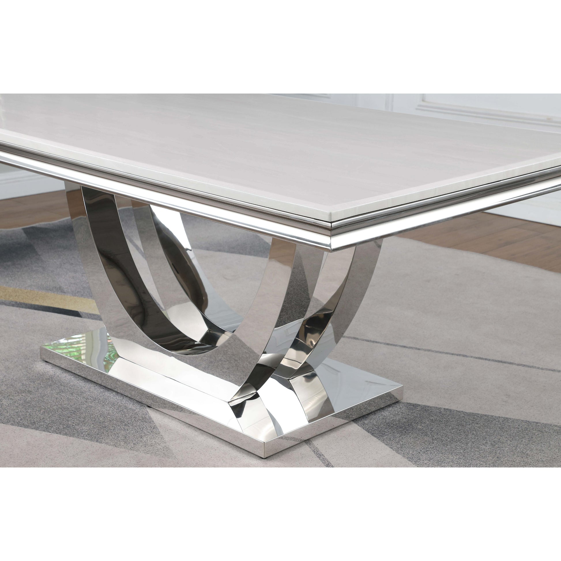  Coaster Furniture Kerwin 111101 Rectangular 71-inch Stone Top Dining Table - White IMAGE 7