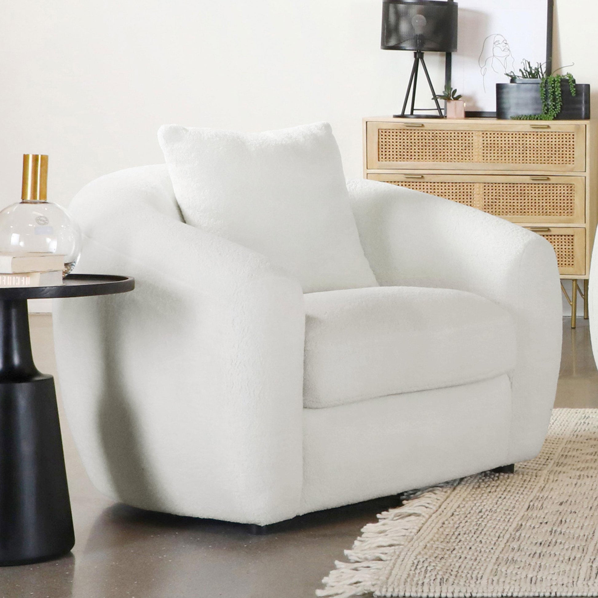  Coaster Furniture Isabella 509873 Faux Sheepskin Upholstered Accent Chair - Natural IMAGE 8
