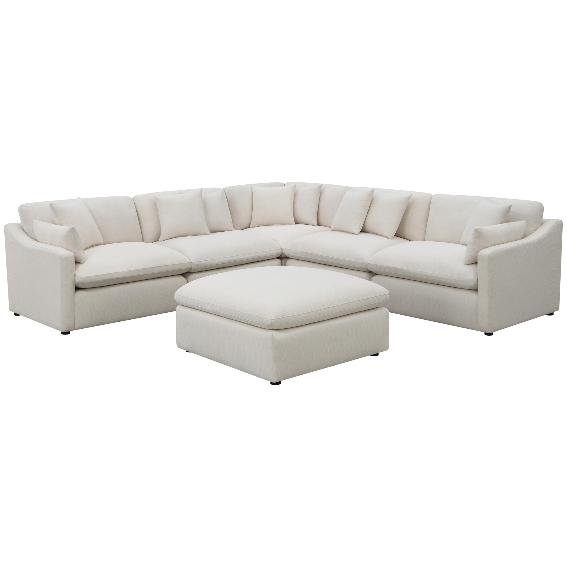  Coaster Furniture Hobson 551453 Square Upholstered Ottoman - Ivory IMAGE 3