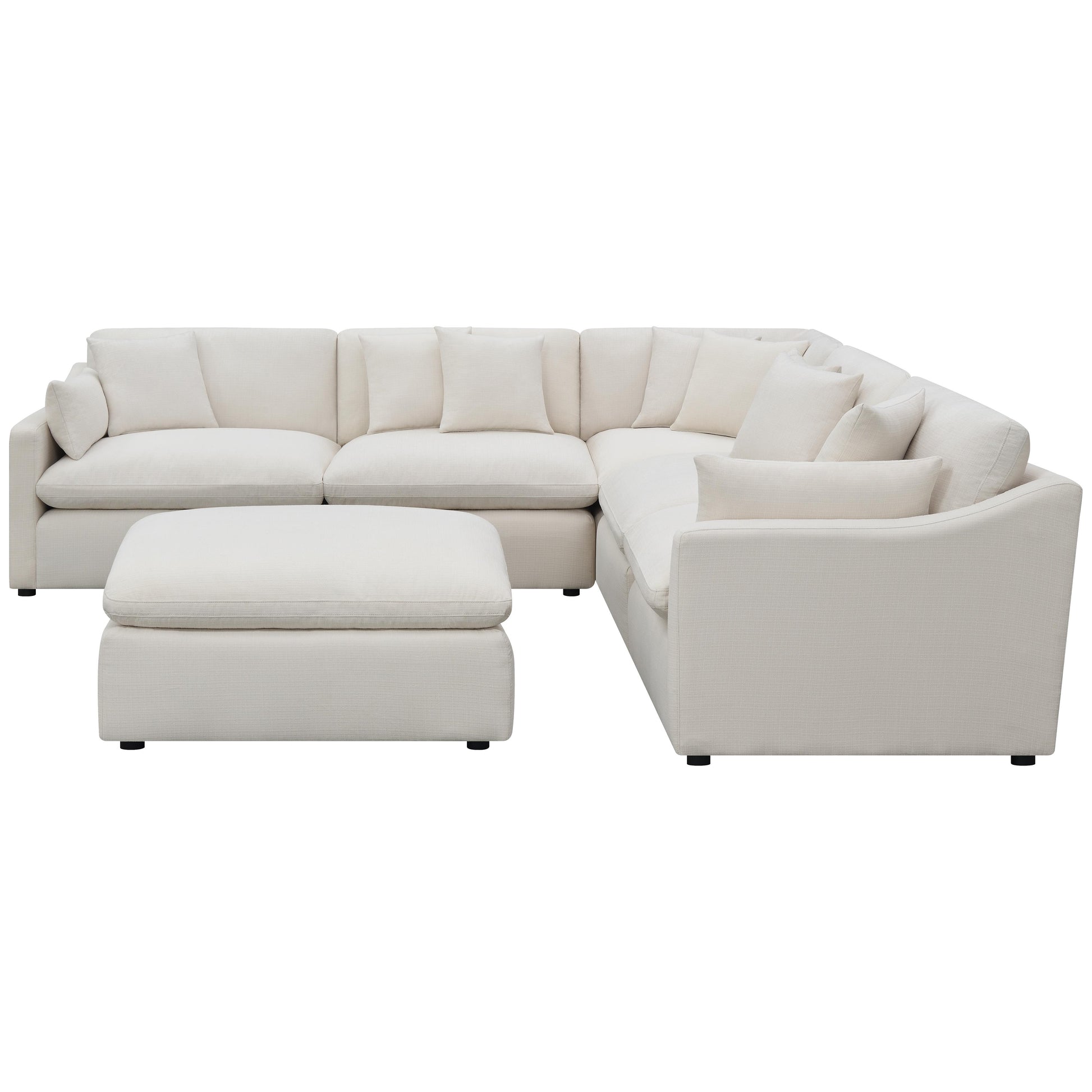  Coaster Furniture Hobson 551453 Square Upholstered Ottoman - Ivory IMAGE 4