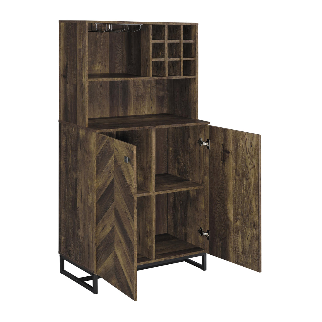  Coaster Furniture Mendoza 182082 2-door Home Bar Cabinet Wine Storage - Rustic Oak IMAGE 1