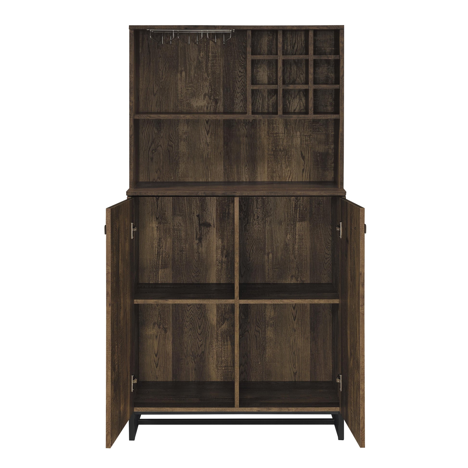  Coaster Furniture Mendoza 182082 2-door Home Bar Cabinet Wine Storage - Rustic Oak IMAGE 4