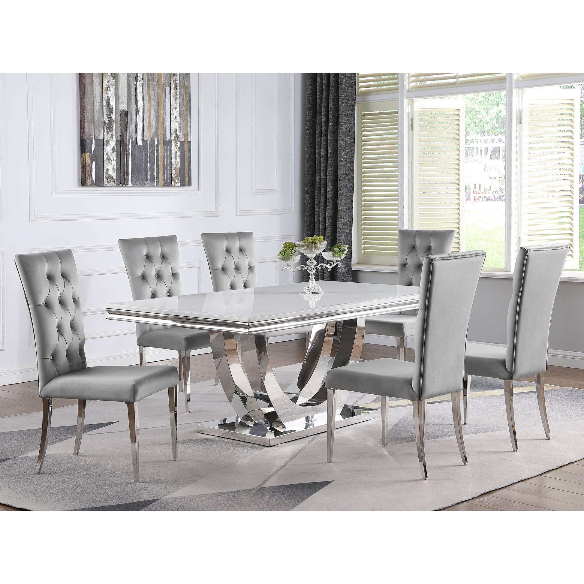  Coaster Furniture Kerwin 111103 Velvet Upholstered Dining Side Chair - Grey IMAGE 10